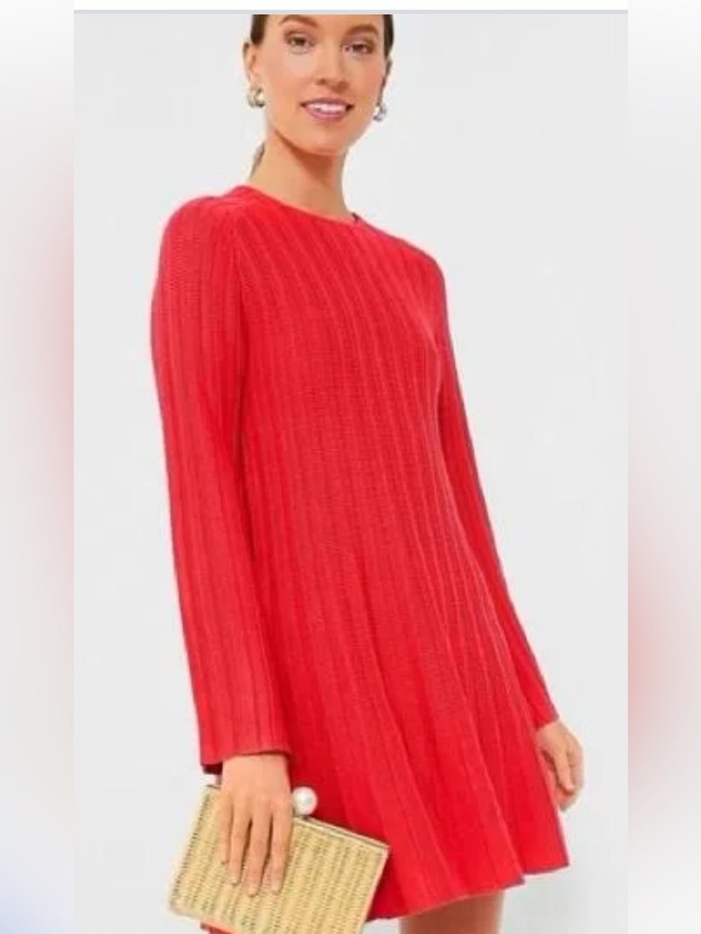 NWT Pomander Place Bright Red Ribbed Long-Sleeve Adi Dress